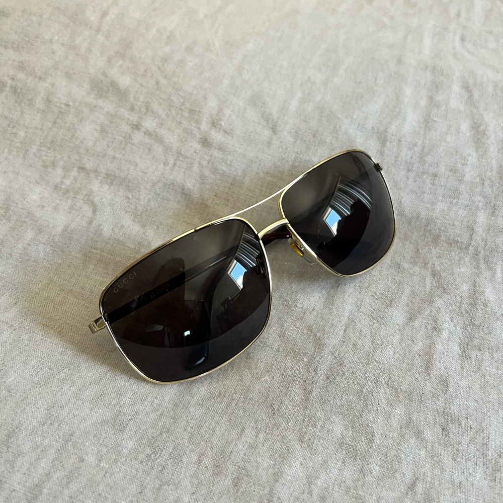 Gucci Gold Frame Sunglasses with Black Lenses
